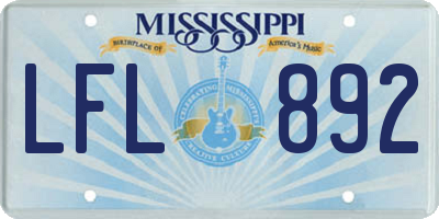 MS license plate LFL892