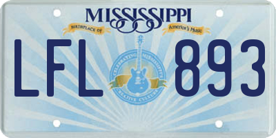 MS license plate LFL893