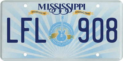MS license plate LFL908