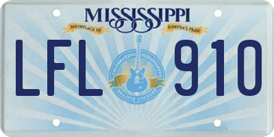 MS license plate LFL910