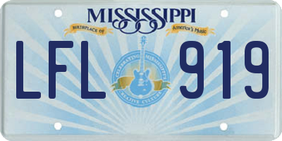 MS license plate LFL919