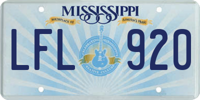 MS license plate LFL920