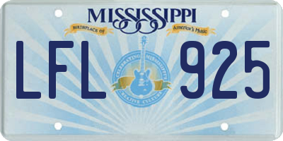 MS license plate LFL925