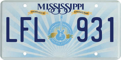 MS license plate LFL931