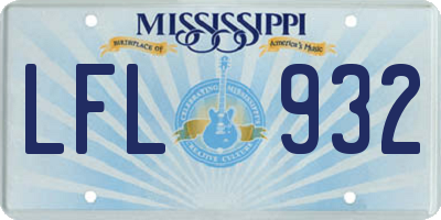 MS license plate LFL932