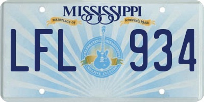 MS license plate LFL934