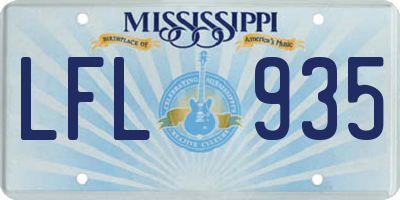 MS license plate LFL935