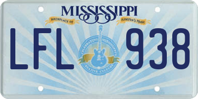 MS license plate LFL938