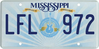 MS license plate LFL972