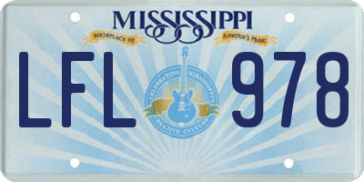 MS license plate LFL978