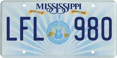 MS license plate LFL980