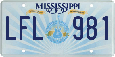 MS license plate LFL981