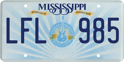MS license plate LFL985