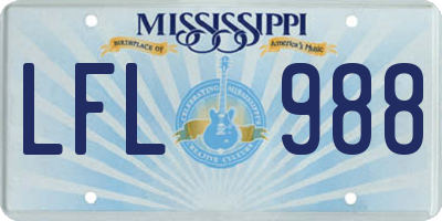 MS license plate LFL988