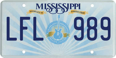 MS license plate LFL989