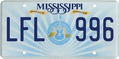 MS license plate LFL996