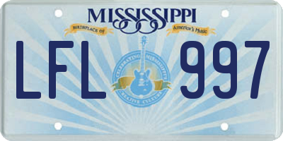 MS license plate LFL997