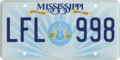 MS license plate LFL998