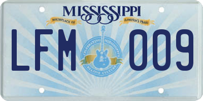 MS license plate LFM009