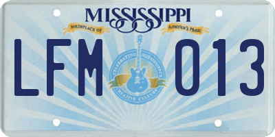 MS license plate LFM013