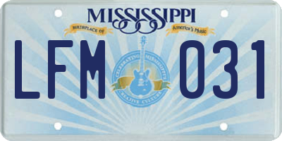 MS license plate LFM031