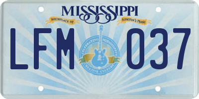 MS license plate LFM037