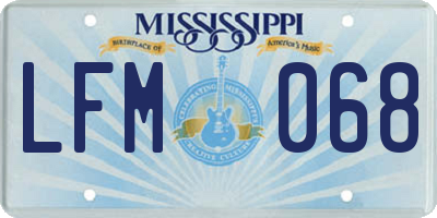 MS license plate LFM068