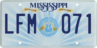 MS license plate LFM071