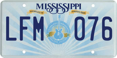 MS license plate LFM076