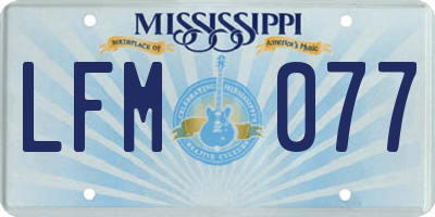 MS license plate LFM077