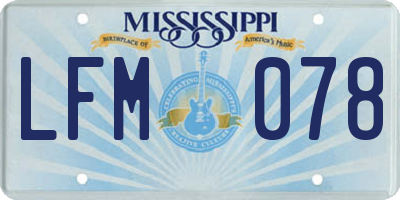 MS license plate LFM078