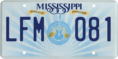 MS license plate LFM081