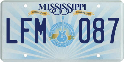 MS license plate LFM087