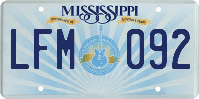 MS license plate LFM092
