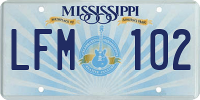 MS license plate LFM102