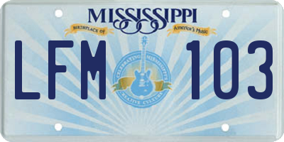 MS license plate LFM103