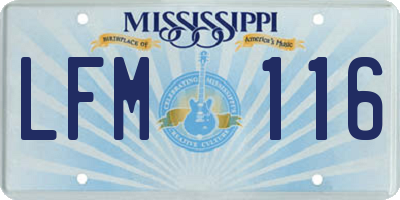 MS license plate LFM116