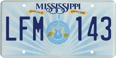 MS license plate LFM143