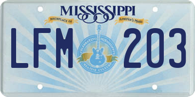 MS license plate LFM203