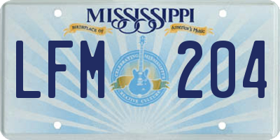 MS license plate LFM204