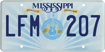 MS license plate LFM207