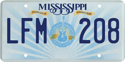 MS license plate LFM208