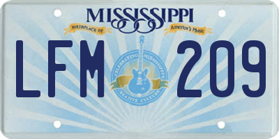 MS license plate LFM209