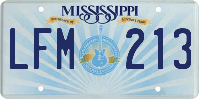 MS license plate LFM213