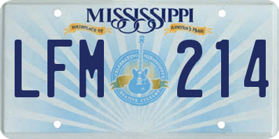 MS license plate LFM214