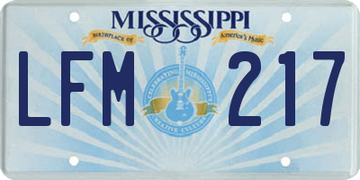 MS license plate LFM217