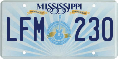 MS license plate LFM230