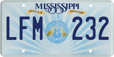 MS license plate LFM232