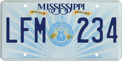 MS license plate LFM234