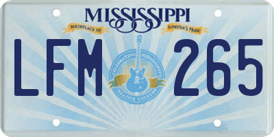 MS license plate LFM265